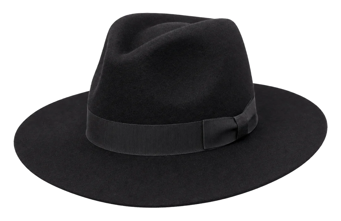 Black wide-brim wool hat