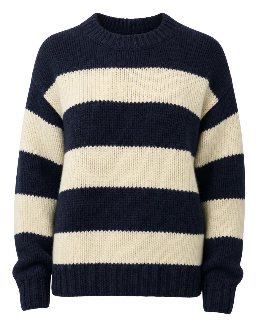 Folded striped knit sweater