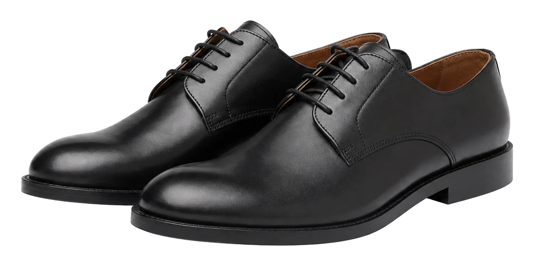 Black leather derbies