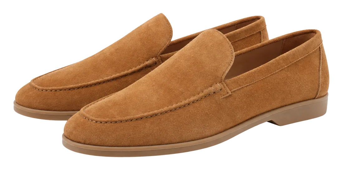 Camel suede loafers