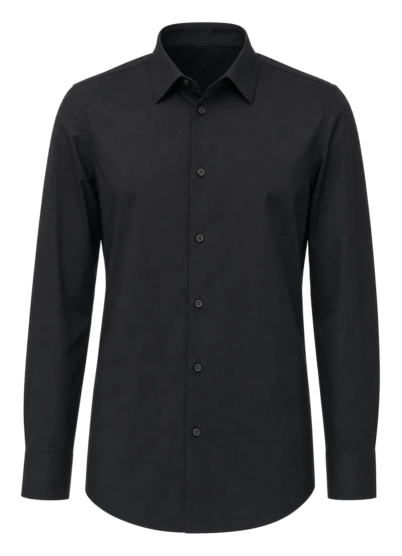 Black poplin shirt