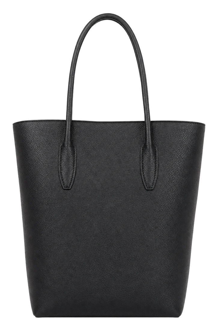 Black leather tote bag